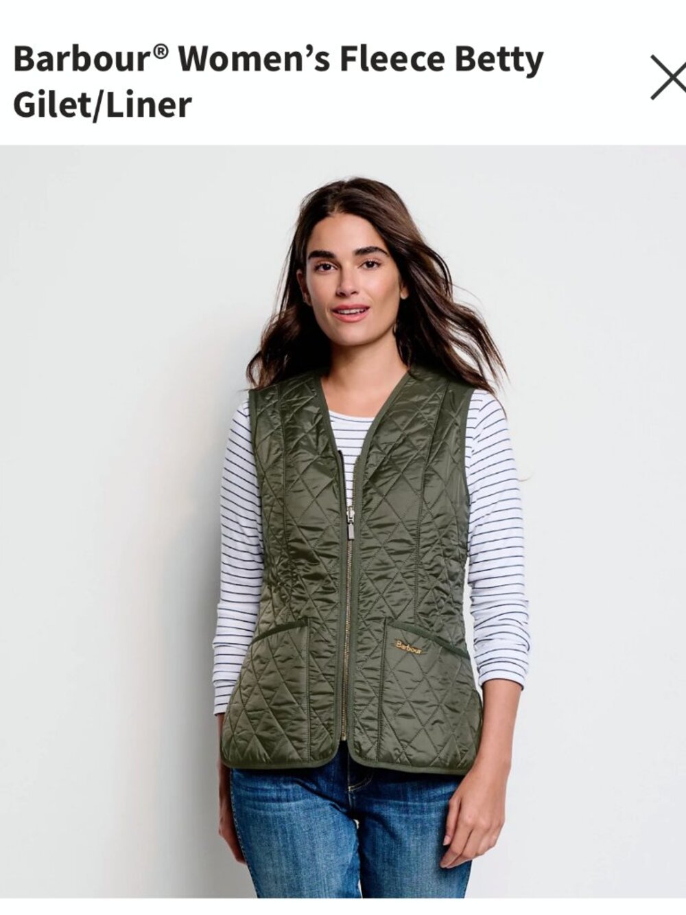 Barbour Betty Gilet: Fleece Lined Vest Olive Quilted Womens 10 Like New